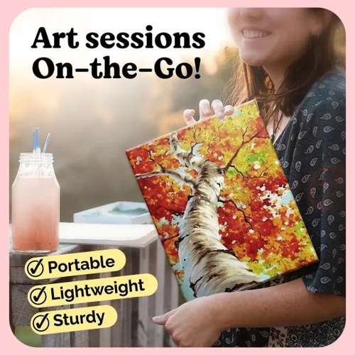 Miniatura 5 de Chalkola Lienzo de 8 x 10 para pintar (paquete de 15) – Lienzos pequeños para pintar 100% algodón, imprimado, paneles sin ácidos, tablero