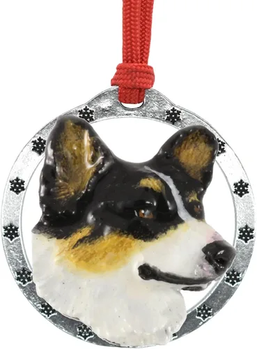 Miniatura 22 de Adorno navideño para colgar en la cabeza de collie con borde de peltre antiguo hecho a mano para decorar coronas y árboles de Navidad del hogar