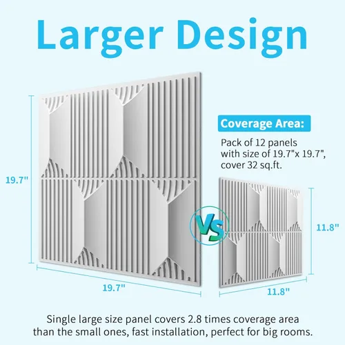 Miniatura 2 de Art3dwallpanels Panel de pared 3D de PVC para decoración de pared interior, 19.7 x 19.7 pulgadas, paneles de pared 3D de PVC, paneles de pared