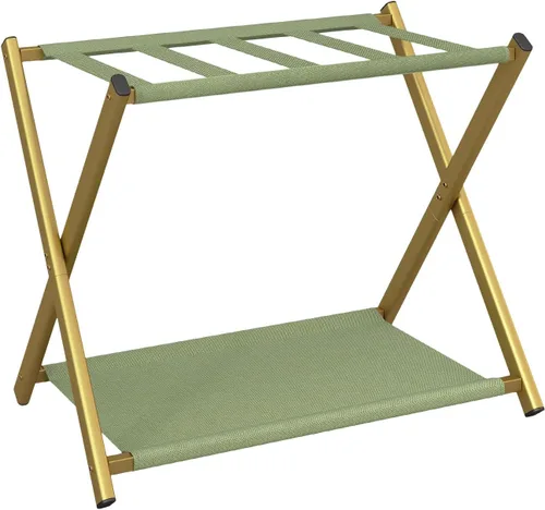 Miniatura 8 de IBUYKE TLR002B - Portaequipajes para todos los tamaños de maleta, soporte plegable para maleta con estante de almacenamiento de tela, fácil