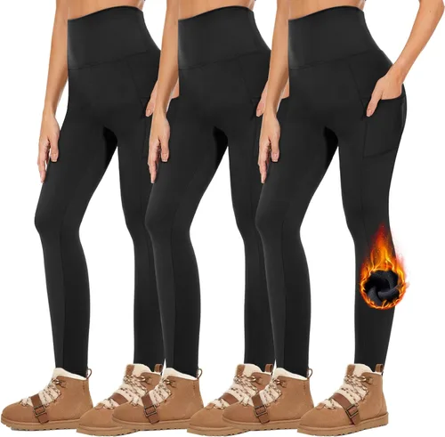 QGGQDD Paquete de 3 leggings negros de cintura alta para mujer, leggings deportivos suaves para entrenamiento, yoga