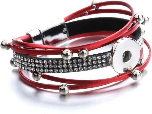 Miniatura 3 de Brazalete de pulsera con dije a presión, joyería de poliuretano trenzada, botón a presión, Cuero