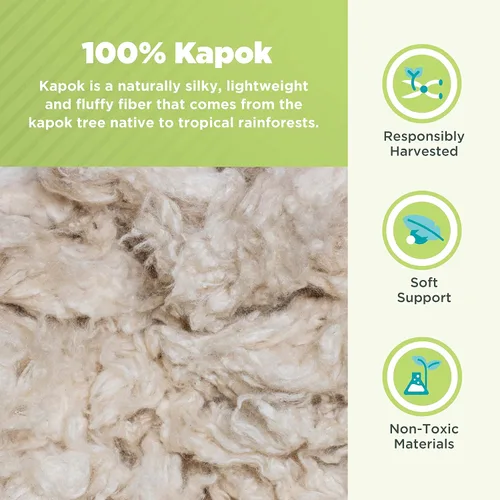 Miniatura 3 de Bean Products Kapok - Almohada de 12 x 20 pulgadas, algodón orgánico, vegano, de calidad premium, hecho en Estados Unidos, cojín para el suelo