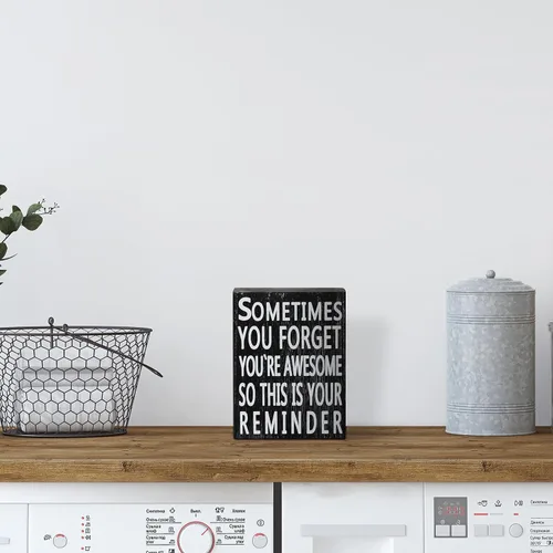 Miniatura 7 de Jetec Letrero inspirador de madera de 5 x 4 pulgadas, escritorio de oficina en casa, decoración motivacional, regalo con texto en inglés "Sometime