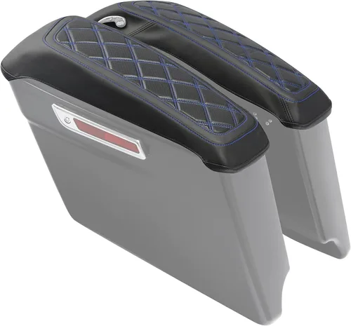 Miniatura 9 de Fundas para tapa de alforja de motocicleta, con costuras de diamante azul, para Harley Touring Modelos Road King Street Glide Road Glide Electra