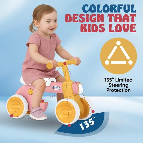 Miniatura 4 de Henry & Colin Bicicleta First Balance para niños de 1 año, bicicleta de 4 ruedas con luces divertidas y música, asiento suave, juguete de paseo sin