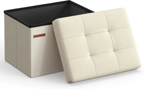 SONGMICS Mazie Collection - Pequeña otomana plegable de almacenamiento, taburete reposapiés, 12.2 x 16.1 x 12.2 pulgadas, capacidad de carga de 286