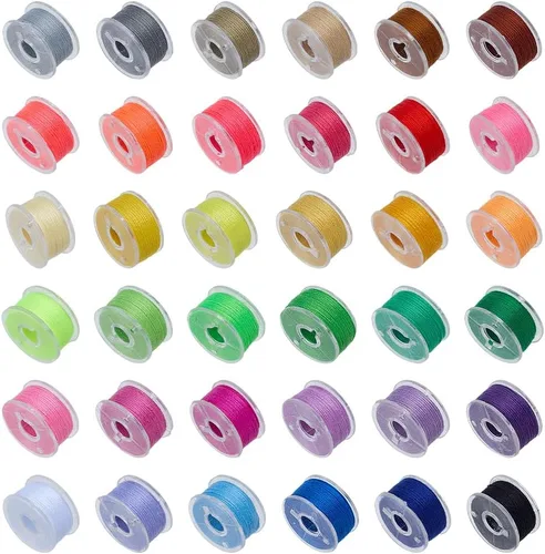 WADORN 984 yardas, 36 rollos de cuerda de poliéster con cuentas de 0.012 in para manualidades, hilo de nudo chino para manualidades, costura,