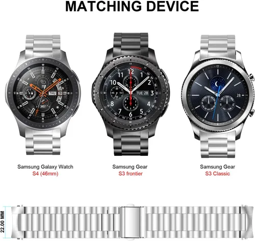 Miniatura 3 de BaiHui - Correa de metal compatible con Galaxy Watch de 1.81 pulgadas, Gear S3 Classic/Frontier, sin huecos, de liberación rápida, de acero