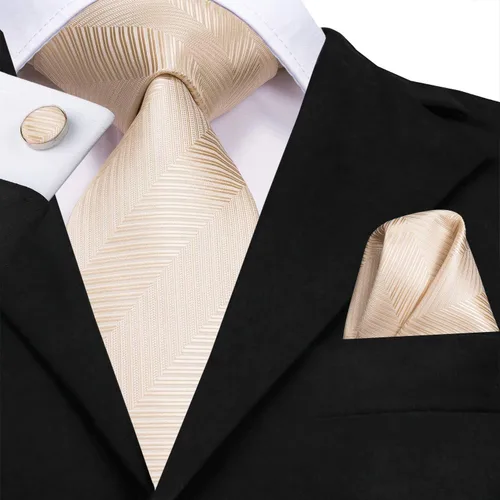 Miniatura 5 de Dubulle Conjunto de corbata para hombre diseño de cachemira sólido corbata de seda para hombre con gemelos corbata y bolsillo cuadrado
