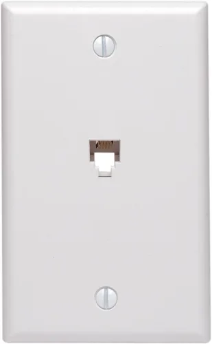 Leviton Jack de pared de teléfono de tamaño mediano, 6P4C, 40539-PMW, blanco