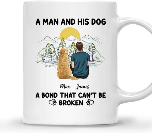 Miniatura 11 de Gossby Taza personalizada con texto en inglés «A Boy and His Dog», regalo personalizado para dueños de perros y hombres con diseño, nombre, razas