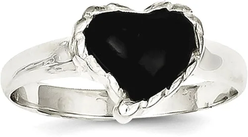 Miniatura 10 de 925 Sterling Silver Black Onyx Heart Band Ring Love Stone Natural Shell Wood Fine Jewelry For Women Gifts For Her