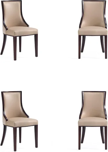 Miniatura 16 de Manhattan Comfort Grand - Silla de comedor de piel sintética con brazos, asiento acolchado con respaldo de ala, costuras rectangulares finas y marco