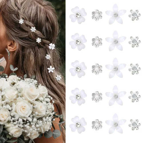 Miniatura 11 de YISSION Mini pinzas para el cabello negras con flores surtidas para mujeres y niñas, 20 pasadores de pelo florales de cristal, accesorios elegantes