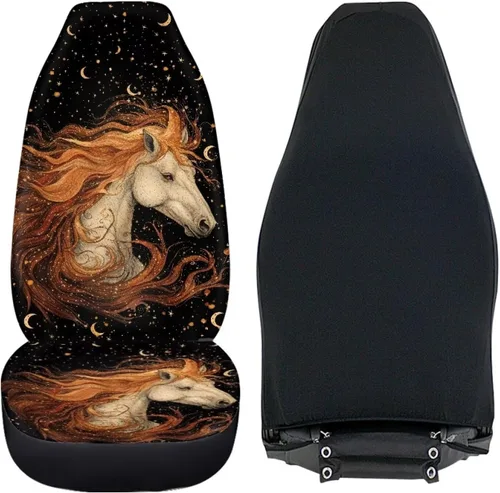 Miniatura 4 de Bulopur Art Horse - Juego de 2 fundas universales para asientos delanteros de automóvil, protectores enteros adecuados para la mayoría