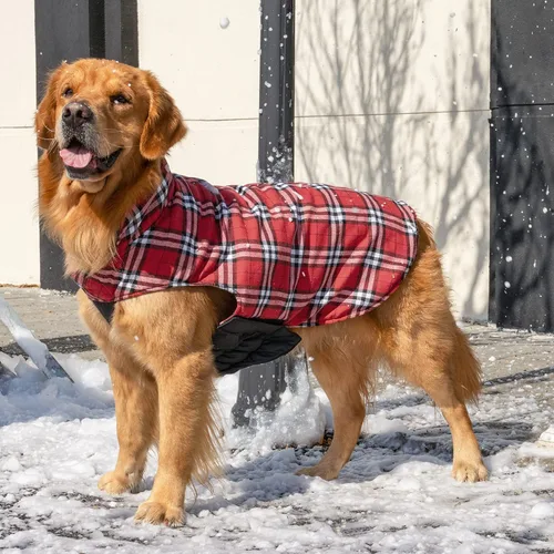 Miniatura 6 de CuteBone Chaqueta de invierno para perro, reversible, ajustable, resistente al viento y al agua, abrigo grueso para perros pequeños a grandes