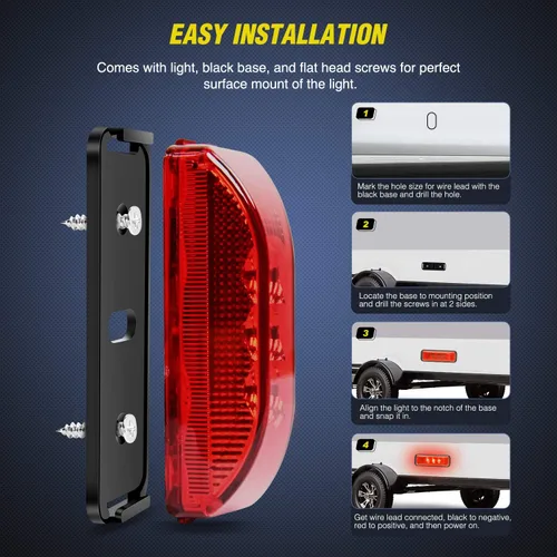 Miniatura 5 de Nilight - TL-32 2 piezas de 3.9 pulgadas, 3 luces LED para remolque de camión, luces rojas delanteras y traseras, luces indicadoras laterales, luz