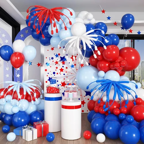 Miniatura 20 de Kit de arco de globos azul negro y blanco, kit de guirnalda de globos azul marino blanco negro con globos de látex plateado metálico globos de Azul