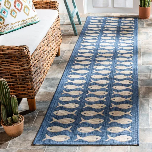 Miniatura 17 de SAFAVIEH Alfombra lavable para exteriores, colección Patio de 2.3 x 6.7 pies, color negro y beige, no desprende pelusa y fácil limpieza, ideal