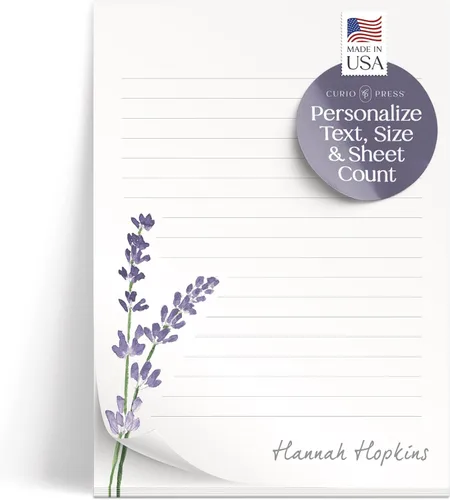 Miniatura 14 de Bloc de notas de papelería personalizado para mujer, bloc de notas personalizado con nombre, flores azul marino con fuente de guión, bloc de notas