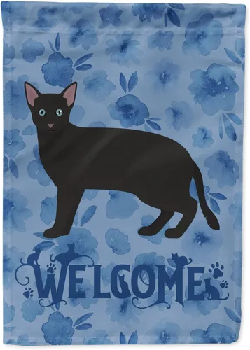 Miniatura 178 de Caroline's Treasures CK4813CHF - Bandera de bienvenida con gato abisinio azul, manga grande, para porche, para colgar en la pared, poliéster