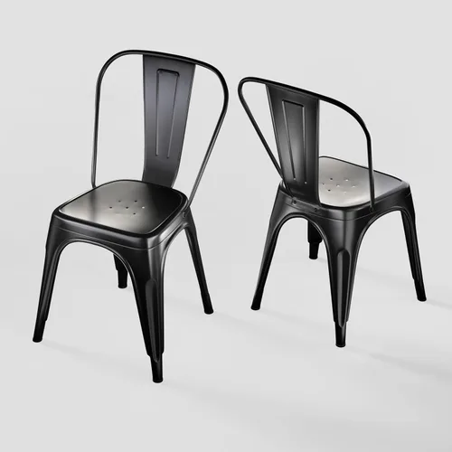 Miniatura 16 de Juego de 8 sillas de comedor de metal, sillas apilables estilo tolix con respaldo, diseñadas para el comedor diario, en interiores, cocina y comedor