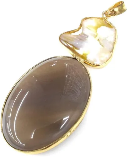 Miniatura 5 de LE SKY colgantes de piedra natural perlas de agua dulce y concha de abulón colgantes para la fabricación de joyas 31X76mm (2 PCS)., Piedra Perla