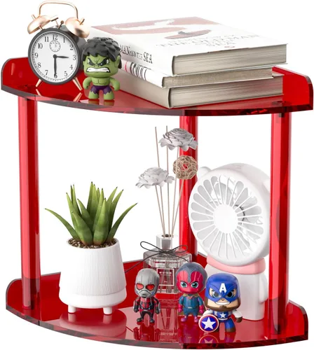 Miniatura 18 de Sezanrpt Estante Organizador de Esquina de Encimera de 2 Niveles 7x7x8 Pulgadas, Organizador de Baño de Acrílico Estante de Esquina para Encimera