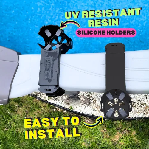 Miniatura 9 de Paquete de 2 portavasos junto a la piscina para piscinas cuadradas sobre el suelo, ajuste ajustable para bordes anchos, agarres de silicona Gris