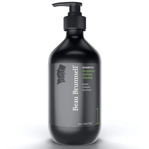 Beau Brummell - Champú de baja espuma para hombres | Un champú diario de lujo sin sulfato con proteínas de queratina y colágeno para fortalecer y