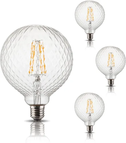 Miniatura 14 de Focos de luz, 4 W, regulables, decorativos, grandes, únicos, ámbar, globo, G125 Edison, bombillas LED con filamento de jaula de ardilla, base media