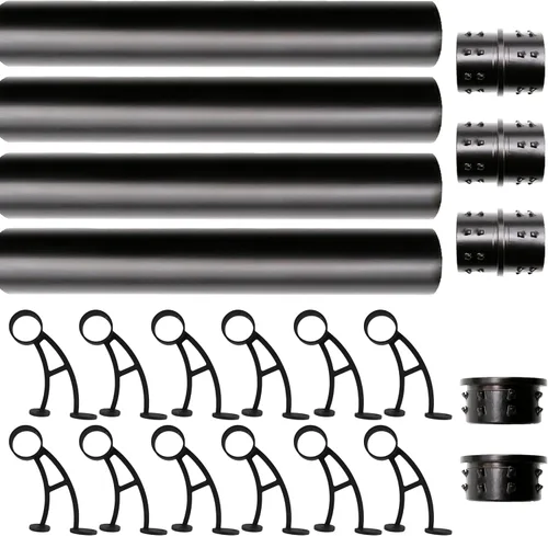 Miniatura 7 de Kit de riel de pie de montaje en barra sólida, tubo de acero inoxidable negro mate con conector interno, soporte de riel de pie de montaje en barra