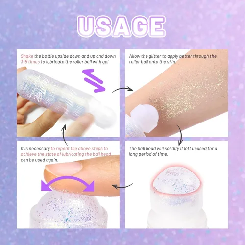 Miniatura 7 de DAGEDA Gel de purpurina corporal, purpurina facial enrollable para maquillaje de sirena, accesorios para festivales, rave, gel holográfico