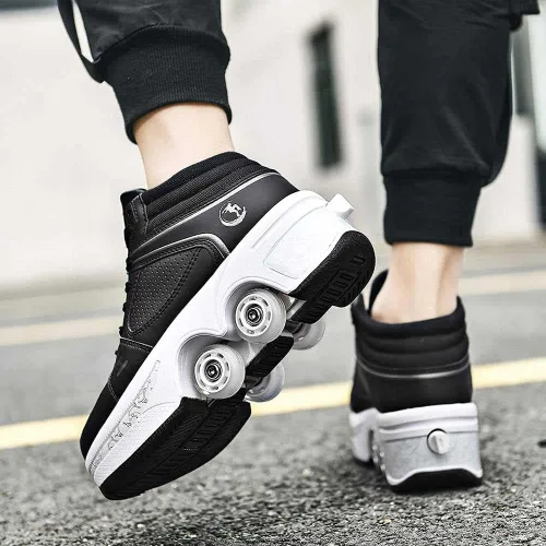 Miniatura 3 de Patines de ruedas para mujeres y hombres al aire libre, zapatos de parkour 2 en 1 con ruedas para niñas/niños, zapatos retráctiles de doble fila