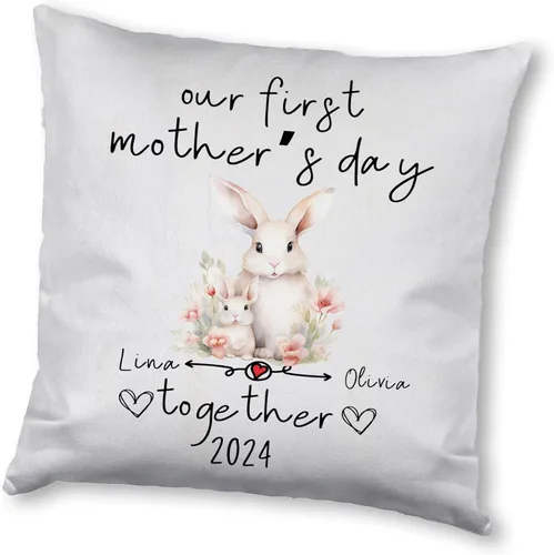 Miniatura 5 de Bunny Mothers Day, Personalised Pillow Case Decor for Home, Present for Mom, Grandmother, for Her