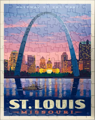 Miniatura 9 de MyPuzzle St. Louis, MO: Gateway Arch At Sunset, póster vintage, rompecabezas prémium de 500 piezas para adultos