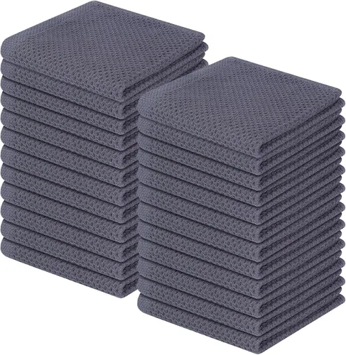 Miniatura 268 de Homaxy Paños de cocina de 100% algodón con tejido de gofre, ultra suaves, absorbentes, de secado rápido, 12 x 12 pulgadas, paquete de 6, amarillo