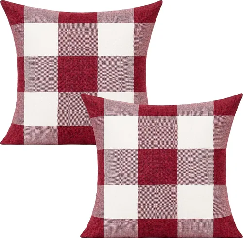 Miniatura 26 de VAKADO Fundas de Almohada Decorativas Rosas para San Valentín 16x16 Juego de 2 Buffalo Día de San Valentín Decorativas Gingham Casa de Campo Cuadros
