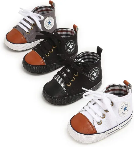 Miniatura 2 de Meckior - Tenis tipo botín para niños y niñas pequeños de 1 a 3 años con suela suave antideslizante de cuero sintético. Mocasines para bebés recién