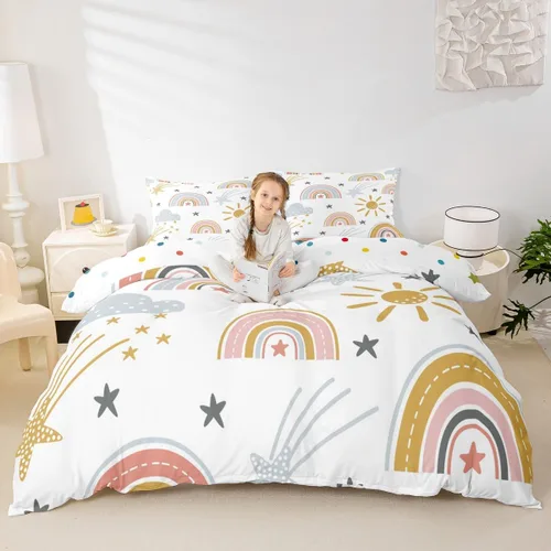 Miniatura 18 de Erosebridal Juego de ropa de cama de pingüinos, funda de edredón de animales antárticos para niños y niñas, funda de edredón estilo caricatura