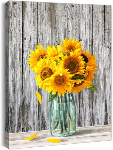 Miniatura 10 de KERPEESU Lienzo para baño, diseño de flores, diseño moderno de granja, pintura para dormitorio, acuarela, decoración de pared, obra de arte Marrón