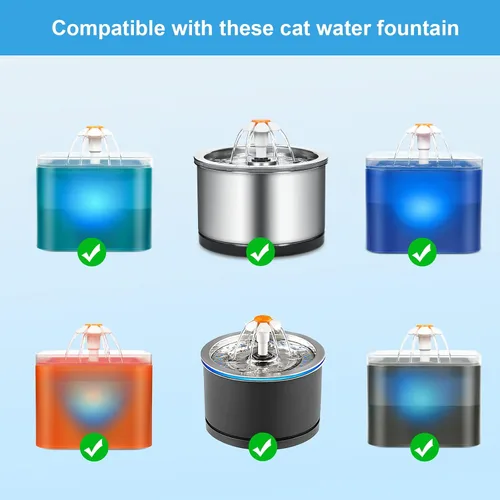 Miniatura 2 de Filtros de fuente de agua para gatos, 8 paquetes de filtros de carbono de repuesto para fuente automática de mascotas, fuente de agua de acero