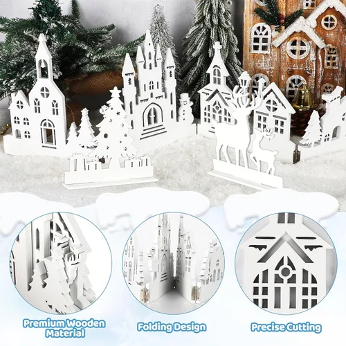 Miniatura 3 de Juego de centros de mesa de Navidad para mesas, decoración de mesa de iglesia plegable, decoración rústica de Navidad para el hogar, decoración