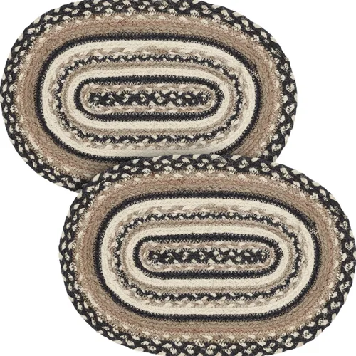 Miniatura 8 de VHC Brands Sawyer Mill, Dining Table Placemat, Braided Jute, Oval, Charcoal Creme, 10x15, 8 Pack 8 Pack