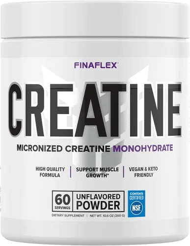 FINAFLEX Creatina pura, sin sabor, 10.6 onzas, promueve la fuerza muscular, el tamaño y el rendimiento, monohidrato de creatina micronizado 100%