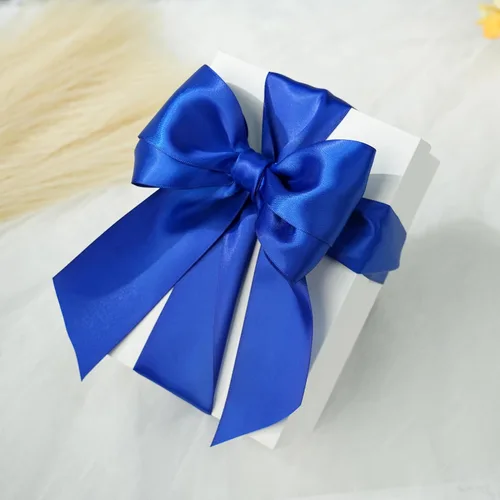 Miniatura 4 de Cinta de satén de doble cara azul real de 2 pulgadas x 25 yardas para envoltura de regalos, decoración de boda, ramo de novia, manualidades de Azul