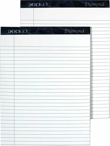 TOPS Docket Diamond - Tableta de papelería prémium 100% reciclada, 8-1/2 x 11-3/4 pulgadas, perforada, blanca, regla legal/ancha, 50 hojas por bloc,