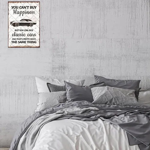 Miniatura 5 de EMOHAT Letrero de metal vintage con texto en inglés "You Can't Buy Happiness But You Can Buy a Classic Cars Funny Garage Metal Sign Home Bedroom Bar