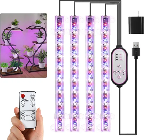 Miniatura 12 de Hywyimlait - Tiras de luz LED para crecimiento de plantas de interior, espectro completo 3500K, barra de luz para plantas con 96 LEDs con 3500K